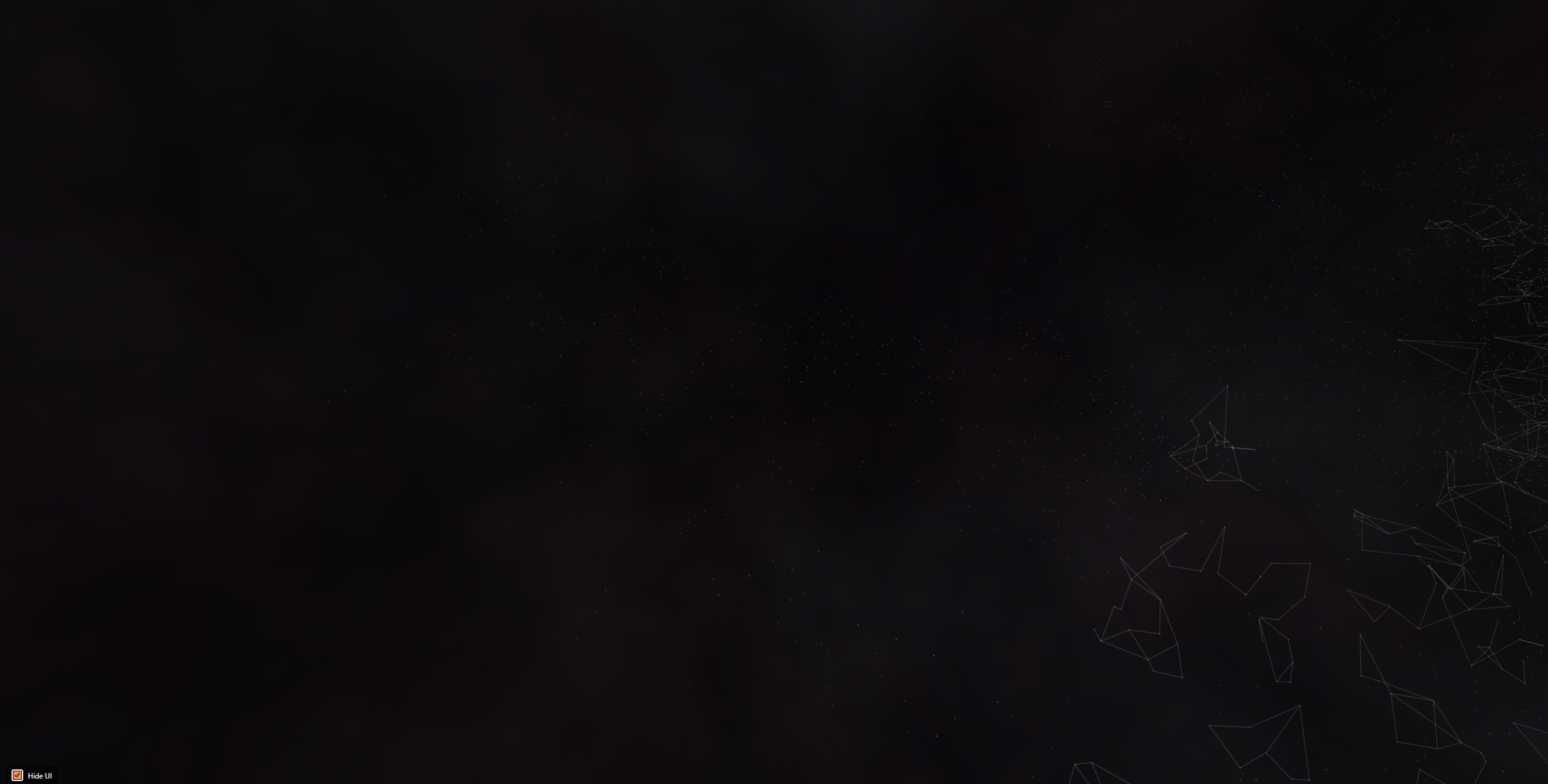 Sparse top-left corner of the EVE Frontier map on the old EF-Map renderer: the stars are present but render as barely-visible single-pixel grey specks against a washed-out dark backdrop